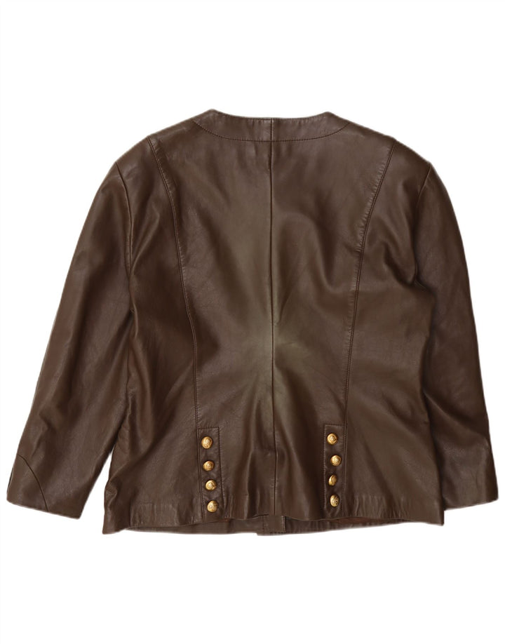 Jaqueta Blazer Feminina de Couro Alba Moda Reino Unido 14 Marrom Médio