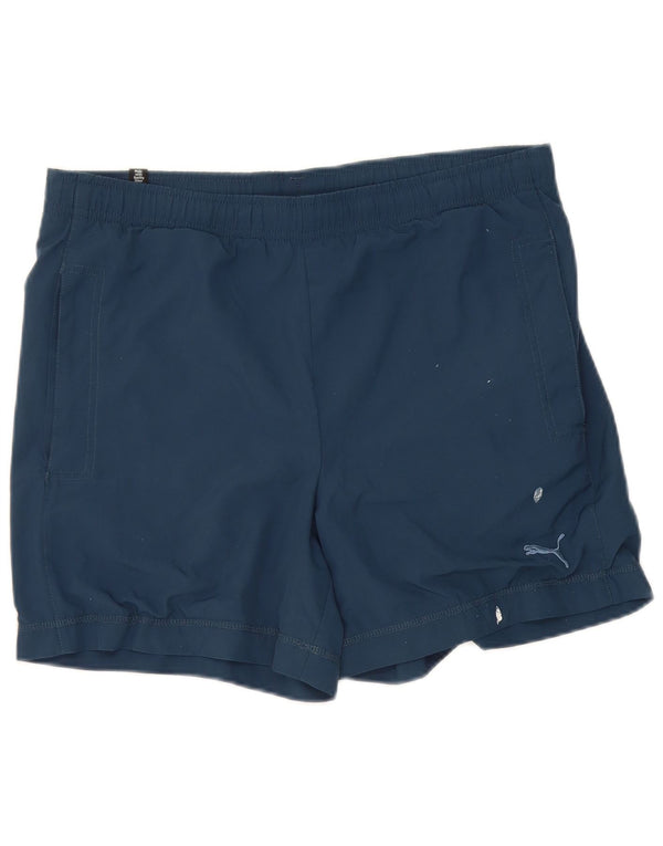 Shorts esportivos masculinos Puma pequenos azul marinho