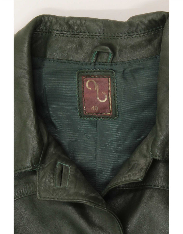 Jaqueta de couro feminina vintage IT 46 grande verde