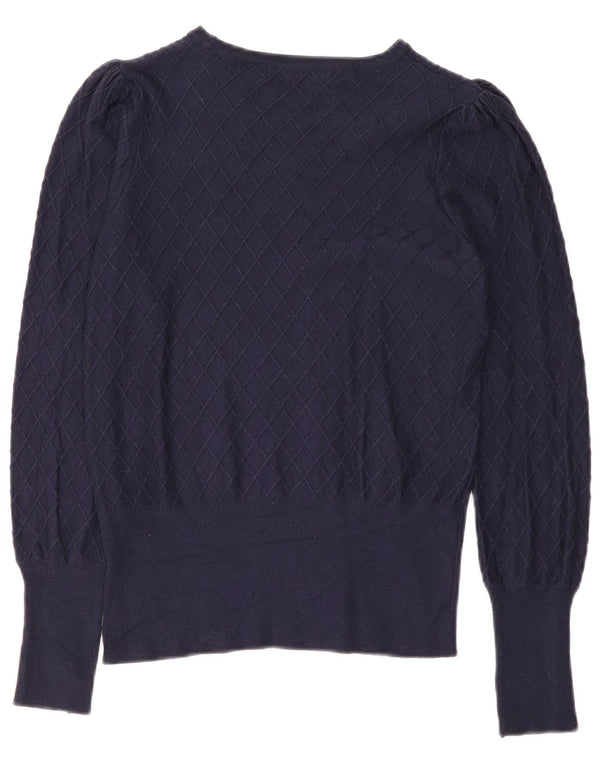 Marks & Spencer Womens Boat Neck Jumper Sweater UK 8 Small Navy Blue