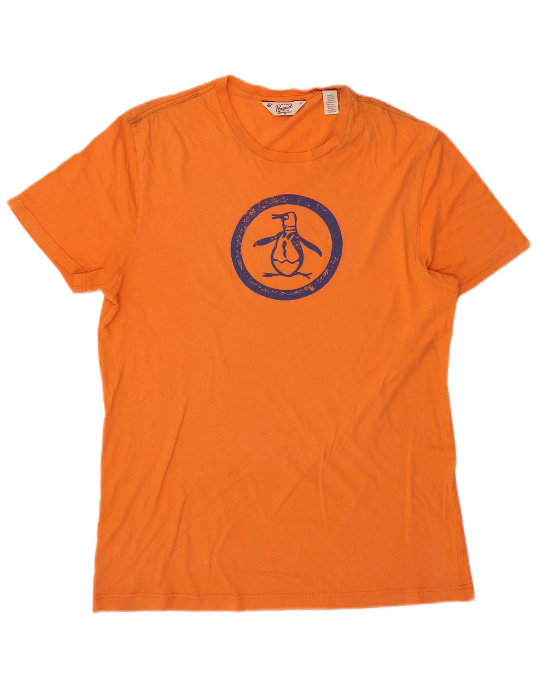 Camiseta gráfica masculina Penguin Top médio algodão laranja