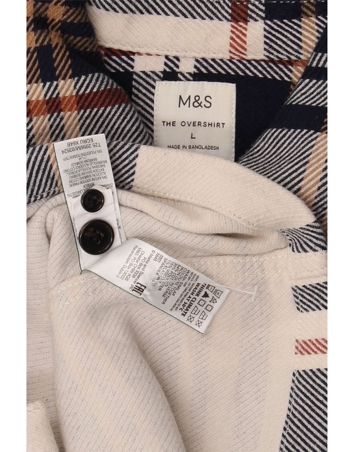 Camisa masculina de flanela Marks & Spencer grande xadrez multicolorida