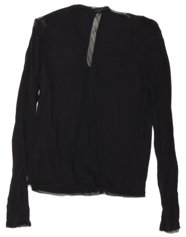 Blusa feminina de manga comprida Yves Saint Laurent UK 12 viscose preta média