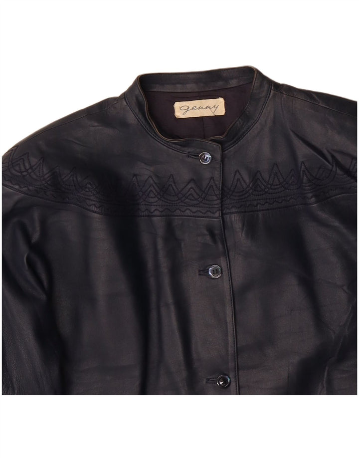 Jaqueta feminina de couro oversized GENNY EU 34 XS azul marinho