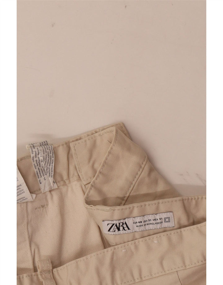 Zara Mens Chino Shorts EU 40 Médio W31 Algodão Bege