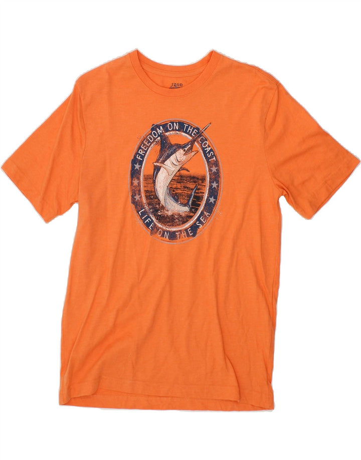 IZOD Mens Graphic T-Shirt Top Small Orange Vintage Izod and Second-Hand Izod from Messina Hembry 