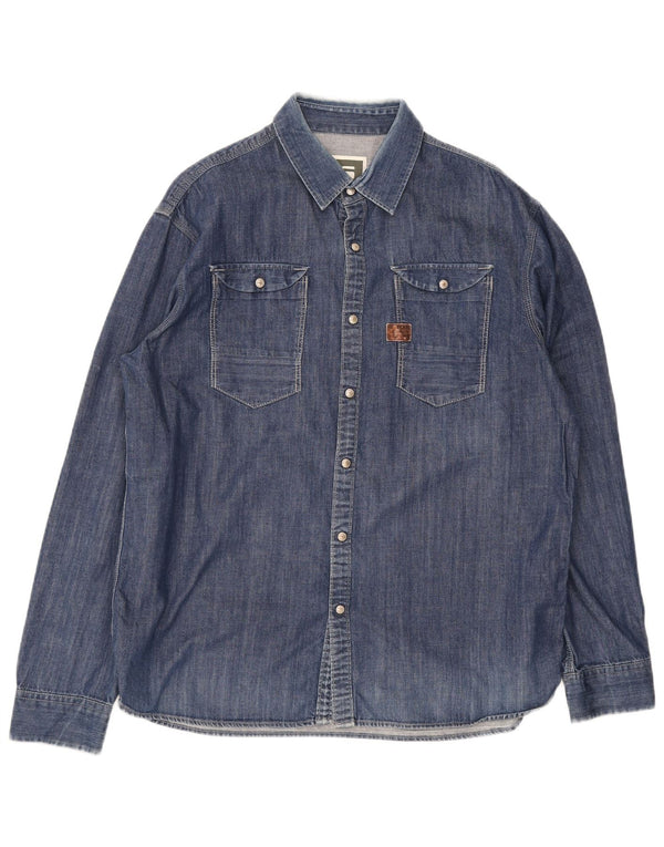 Camisa jeans masculina G-Star 2XL algodão azul
