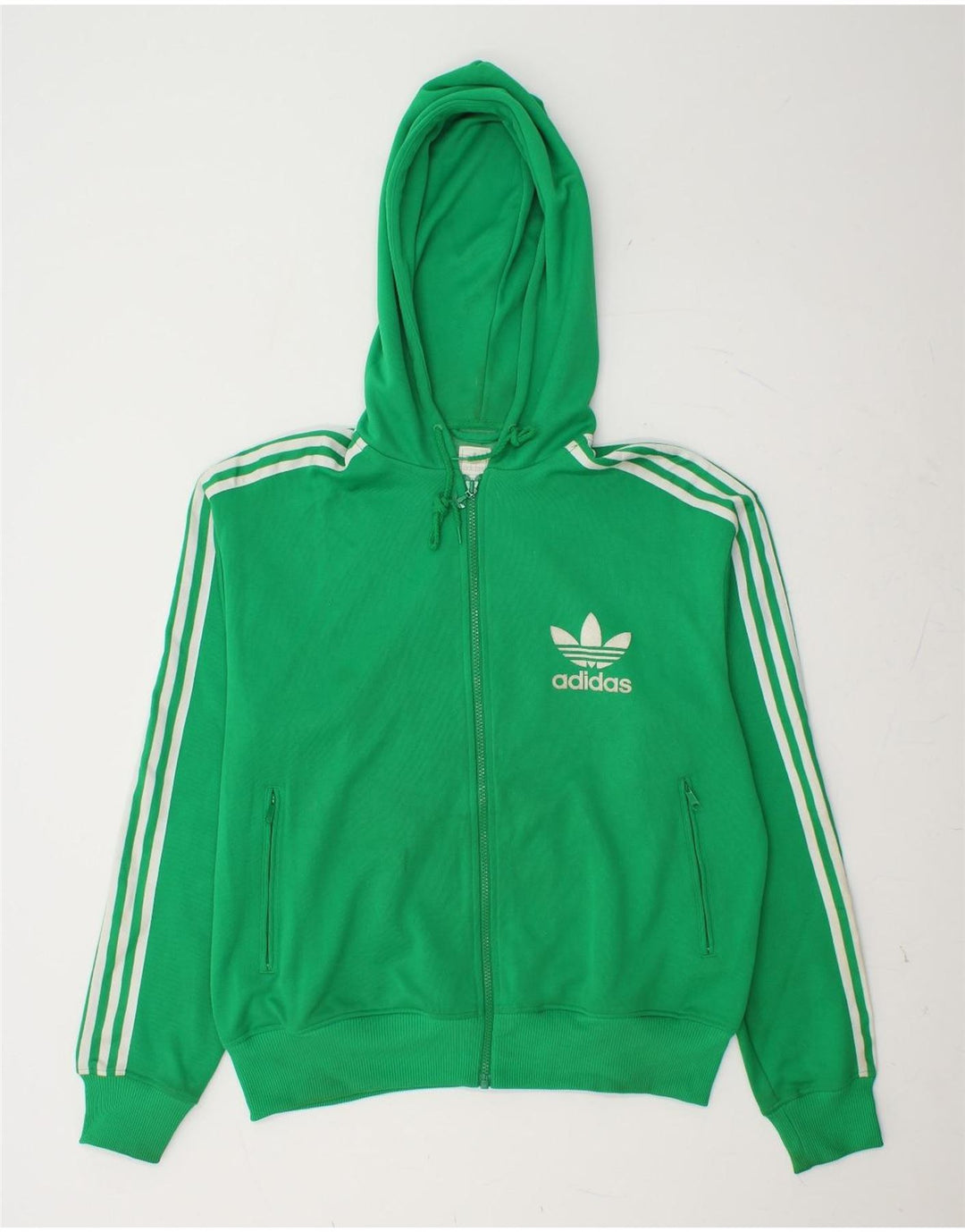 ADIDAS Mens Zip Hoodie Sweater XL Verde Algodão