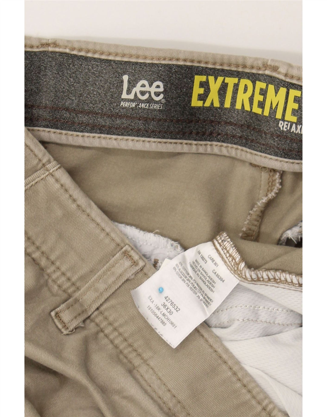 LEE Mens Relaxed Fit Chino Trousers W36 L30 Khaki Cotton Vintage Lee and Second-Hand Lee from Messina Hembry 