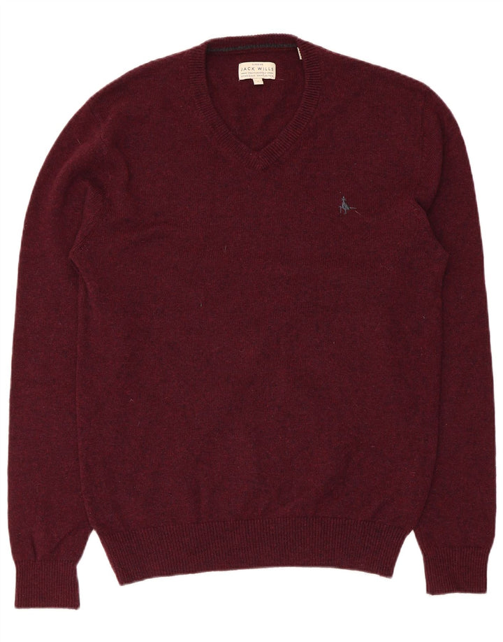 Suéter masculino JACK WILLS com decote em V grande lã merino marrom