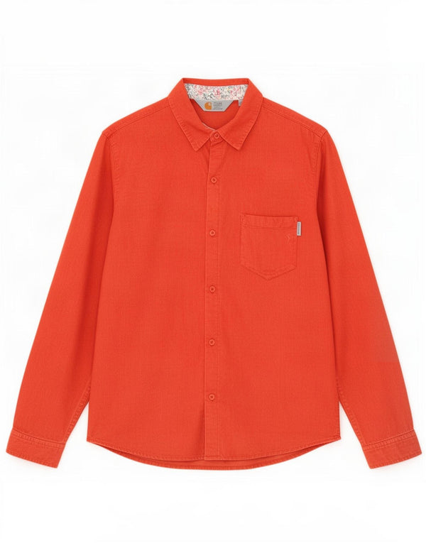 Camisa masculina de veludo Carhartt pequena laranja algodão