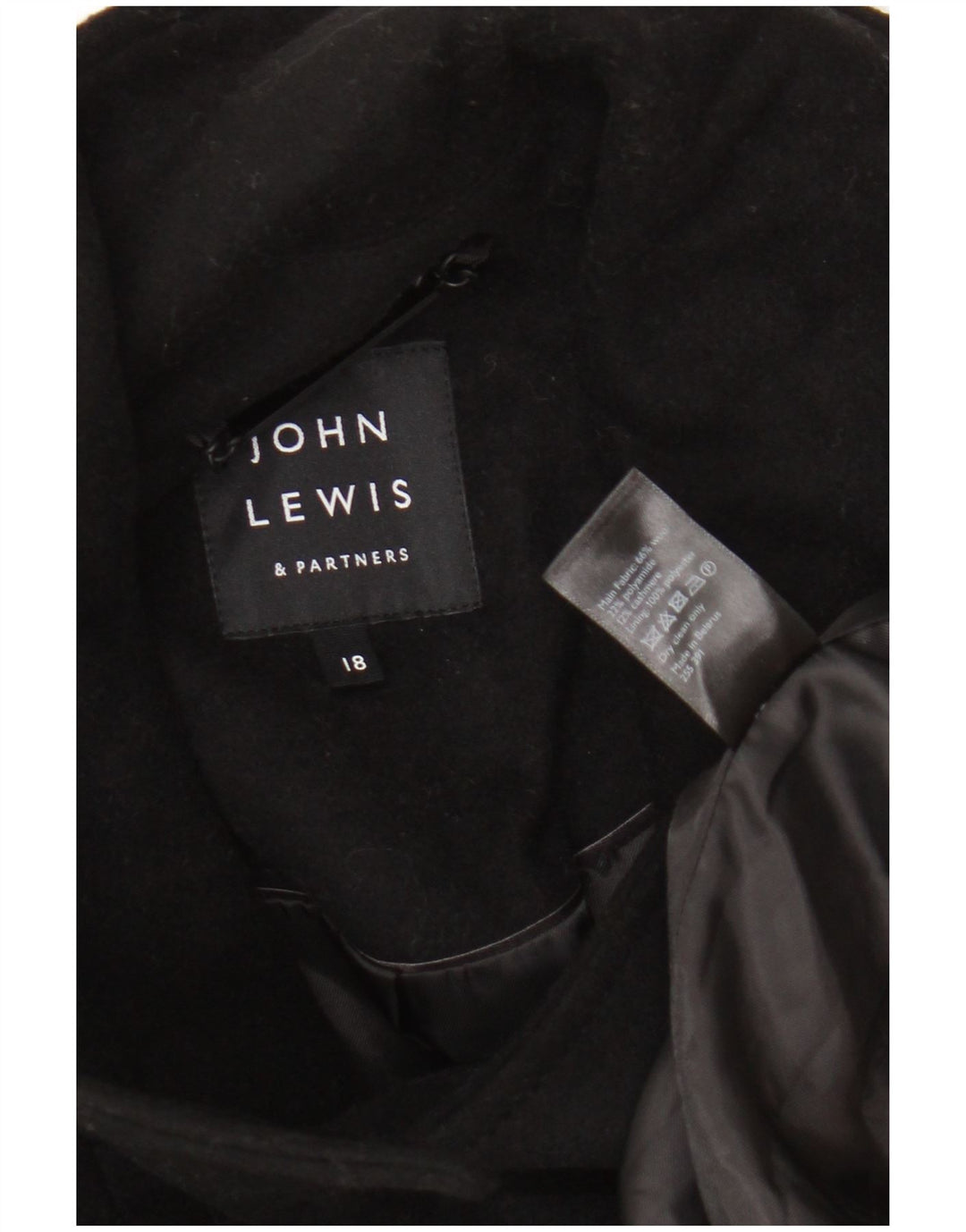 Casaco John Lewis feminino oversized ervilha Reino Unido 18 XL lã preta