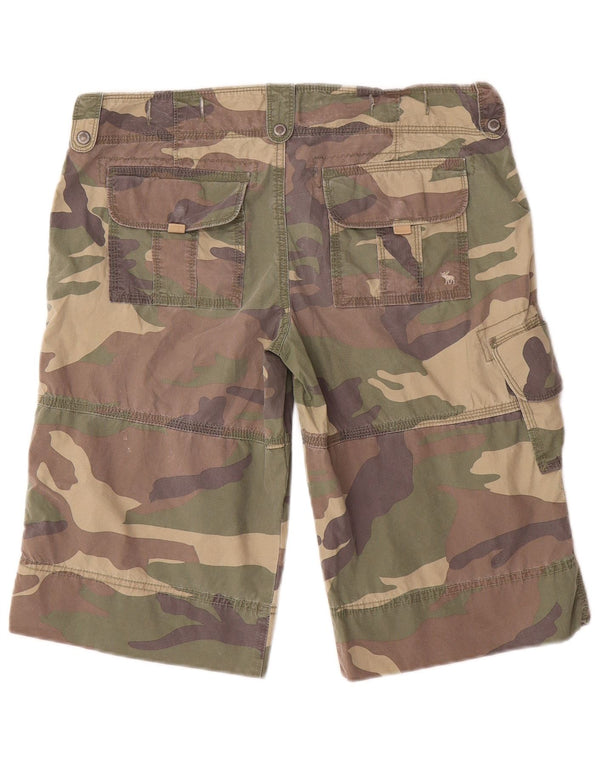 Shorts cargo masculino Abercrombie & Fitch médio W34 algodão camuflado cáqui