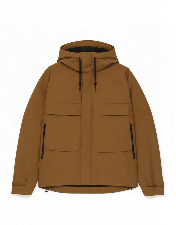 Jaqueta corta-vento masculina Zara com capuz UK 36 algodão marrom pequeno