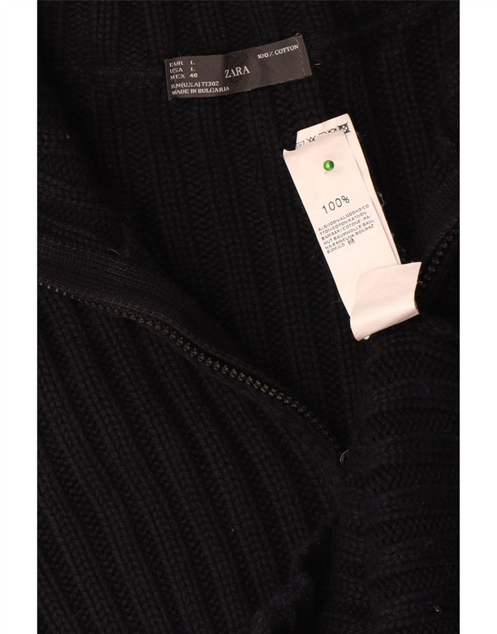 Suéter cardigã masculino Zara grande algodão azul marinho