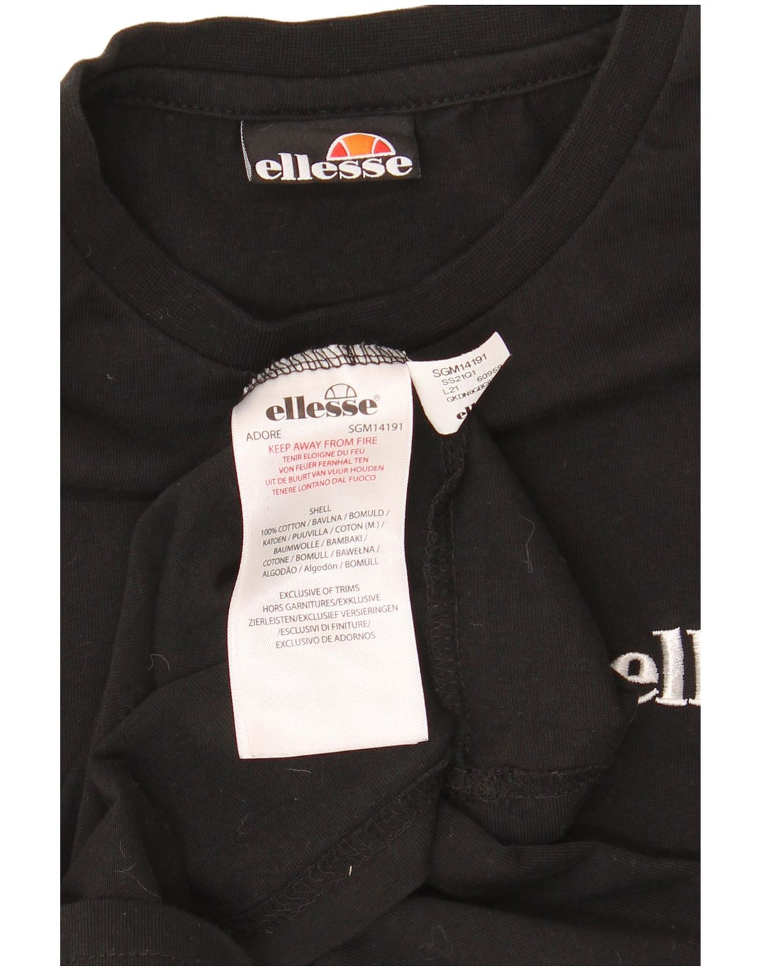 Camiseta masculina ELLESSE top pequeno algodão preto
