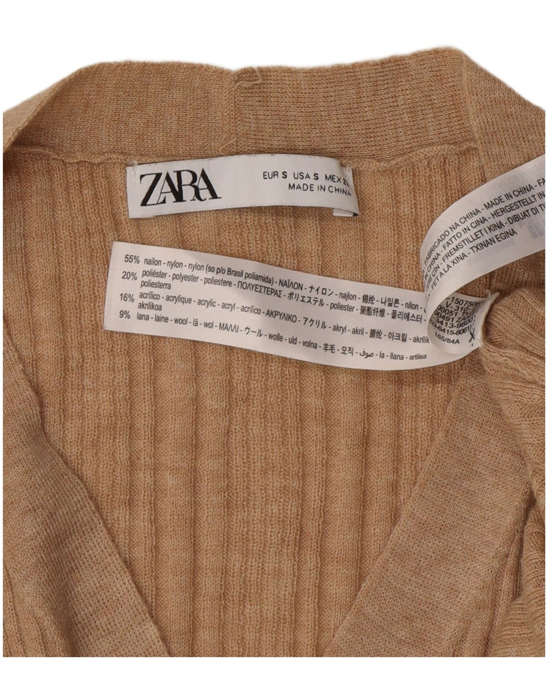 Suéter cardigã feminino Zara Reino Unido 10 pequeno bege nylon