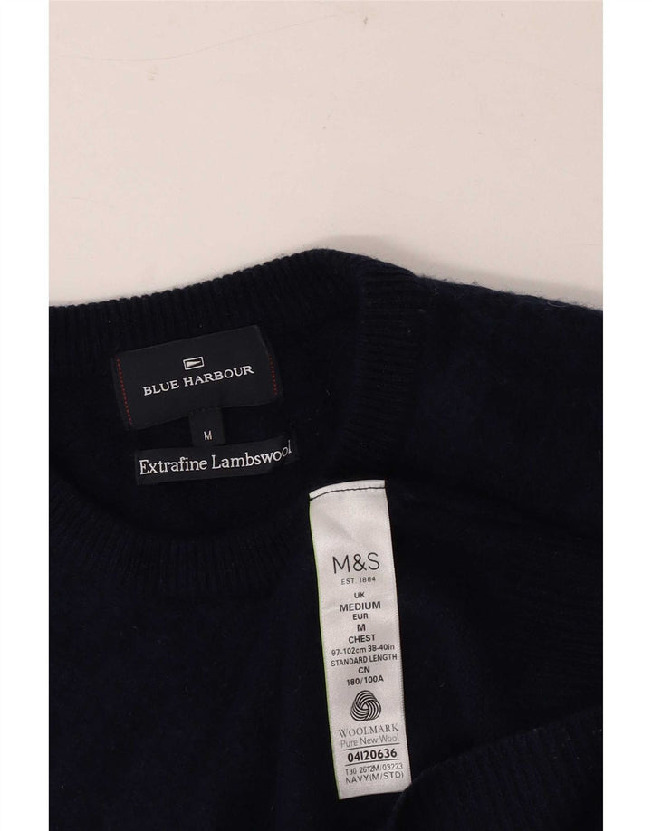 Suéter masculino Marks & Spencer Blue Harbor com gola redonda, marinho médio