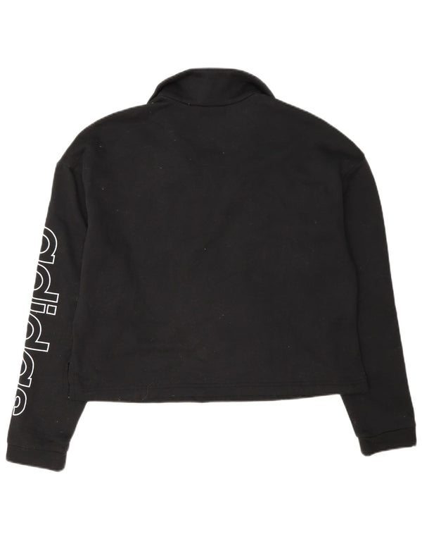 Adidas Womens Crop Graphic Zip Neck Moletom Jumper Reino Unido 16/18 Grande Preto