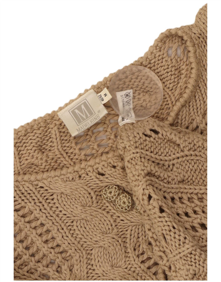 Madeleine Suéter feminino transparente com gola canoa UE 40/42 médio bege