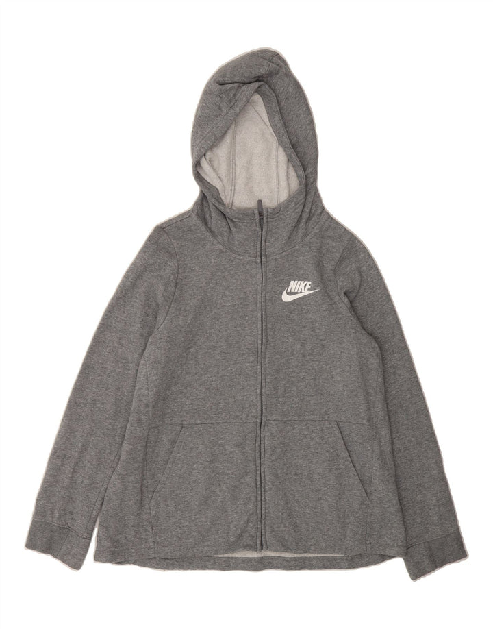 NIKE Girls Zip Hoodie Sweater 13-14 Years XL Grey Cotton Vintage Nike and Second-Hand Nike from Messina Hembry 