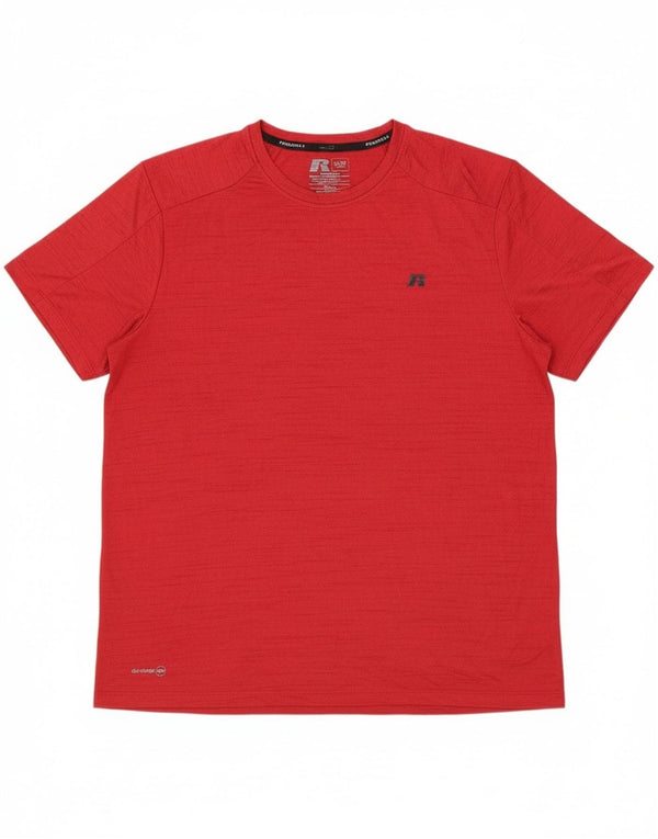 Camiseta masculina Russell Athletic Dri-Power Top UK 46/48 XL vermelho manchado
