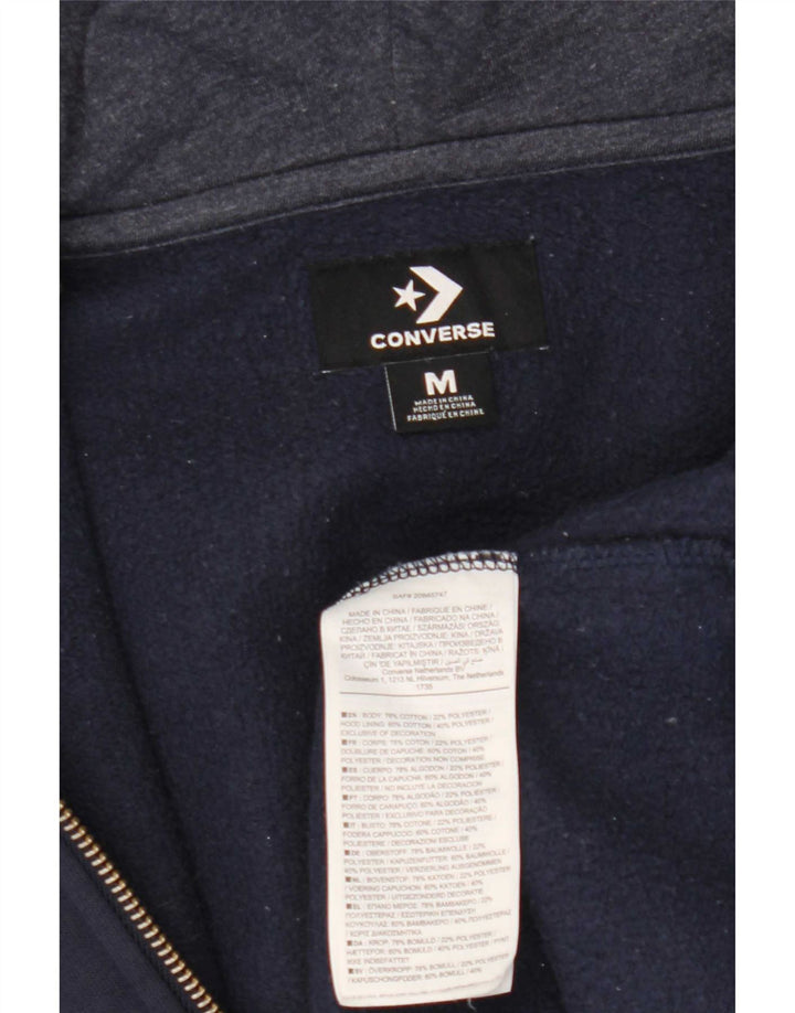 Suéter Converse masculino com capuz e zíper médio azul marinho algodão