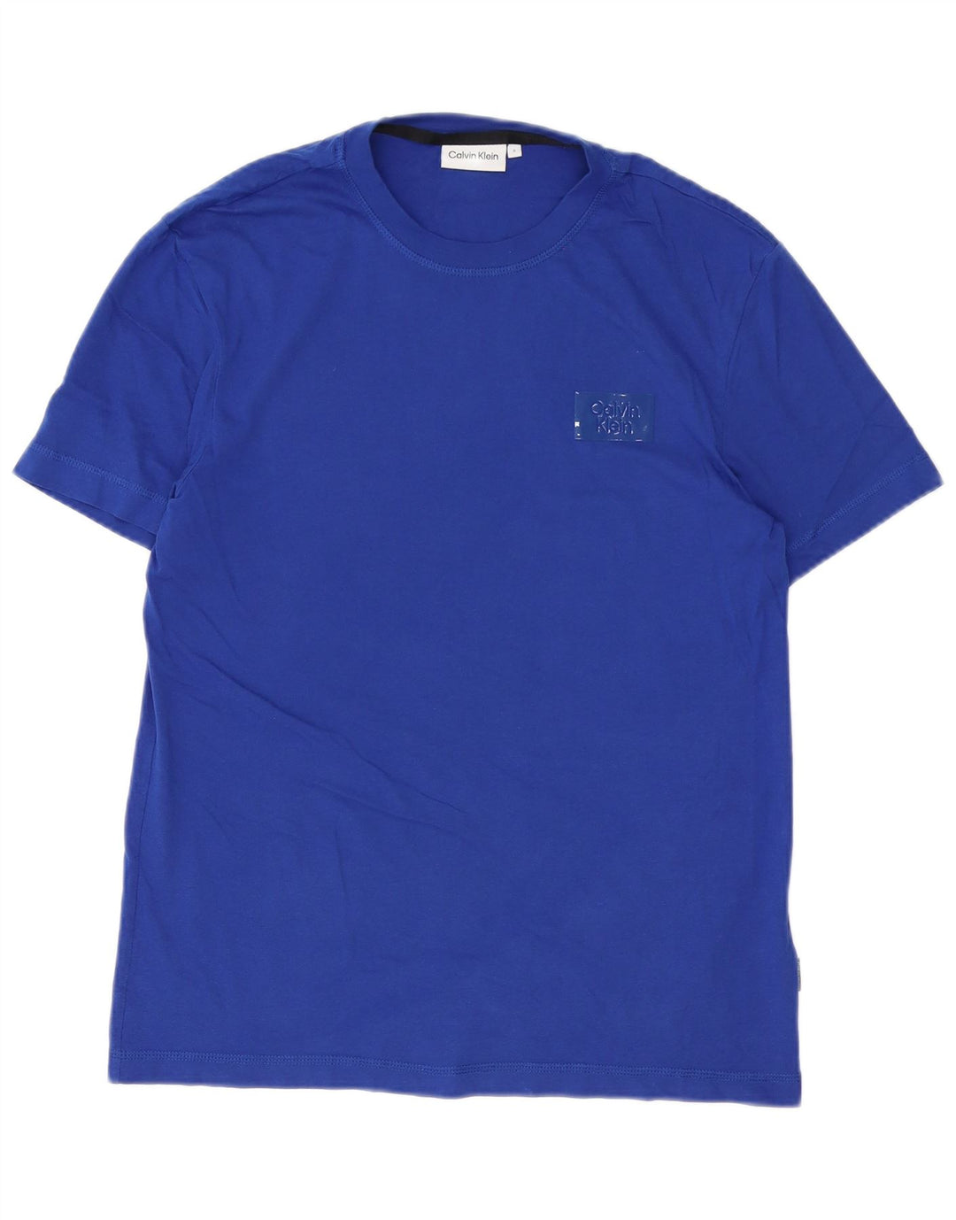 Calvin Klein Camiseta masculina top pequeno azul algodão