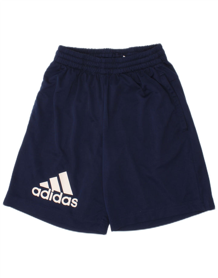 Shorts esportivos gráficos Adidas Boys Climalite 5-6 anos azul marinho poliéster