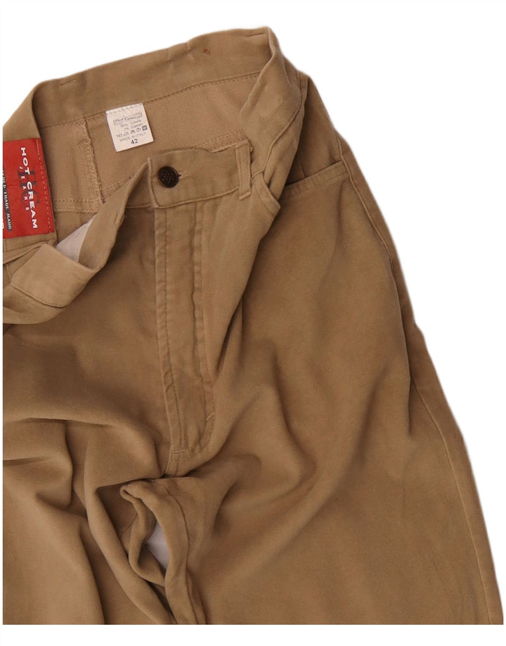 Calça feminina vintage reta casual IT 42 médio W30 L29 algodão bege