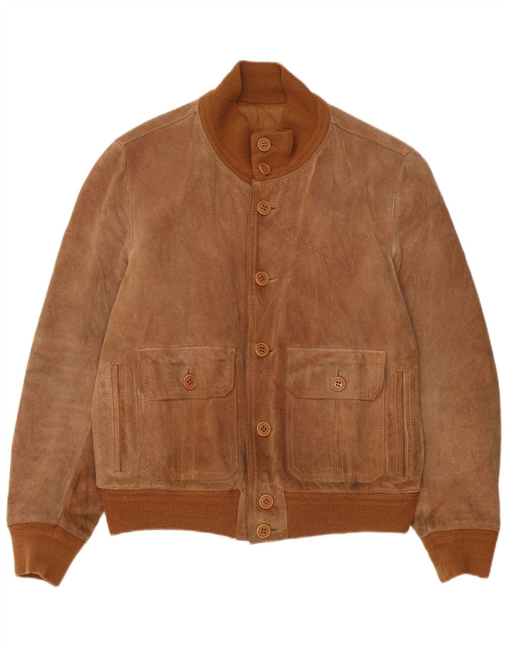 Jaqueta bomber masculina vintage de camurça IT 52 XL couro marrom