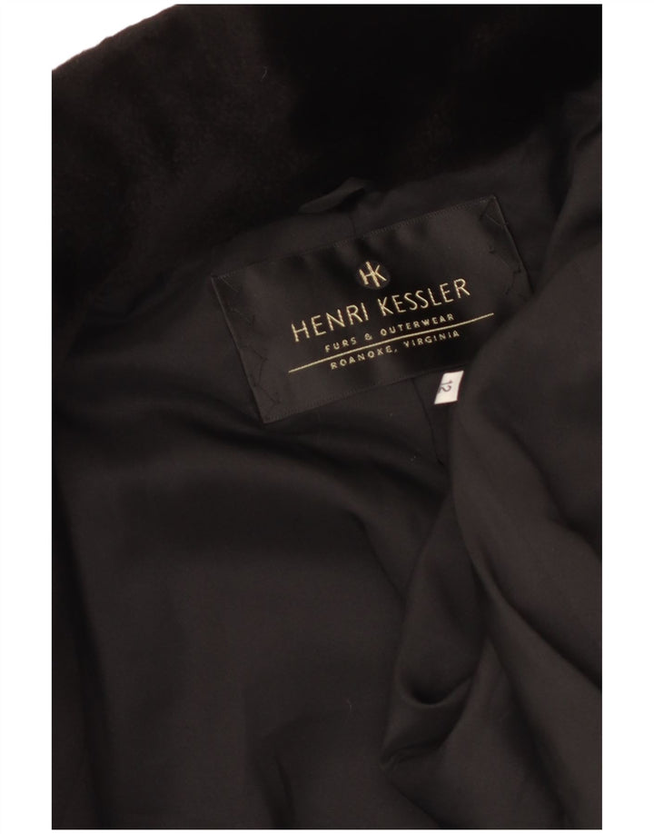 Sobretudo de veludo feminino vintage UK 12 médio preto