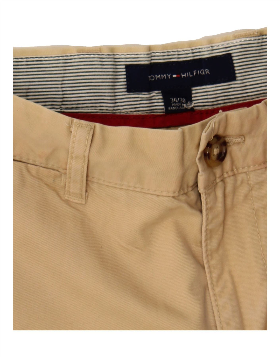 TOMMY HILFIGER Mens Straight Chino Trousers W34 L30 Beige Cotton Vintage Tommy Hilfiger and Second-Hand Tommy Hilfiger from Messina Hembry 
