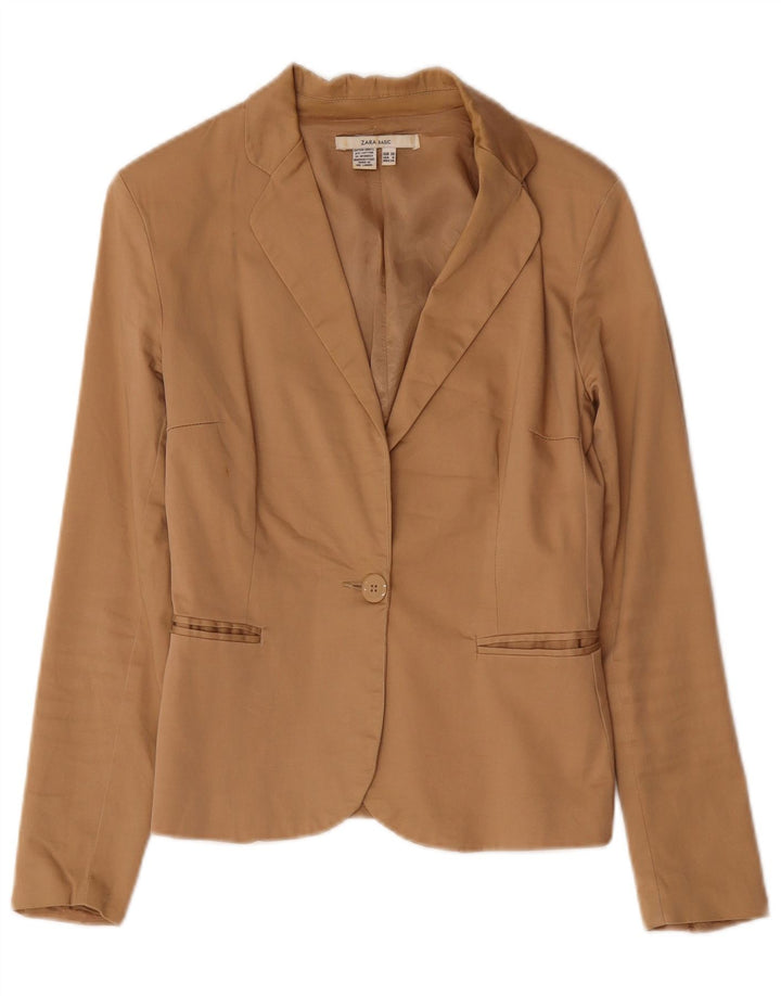 Jaqueta blazer feminina Zara com 1 botão UE 38 pequeno algodão marrom
