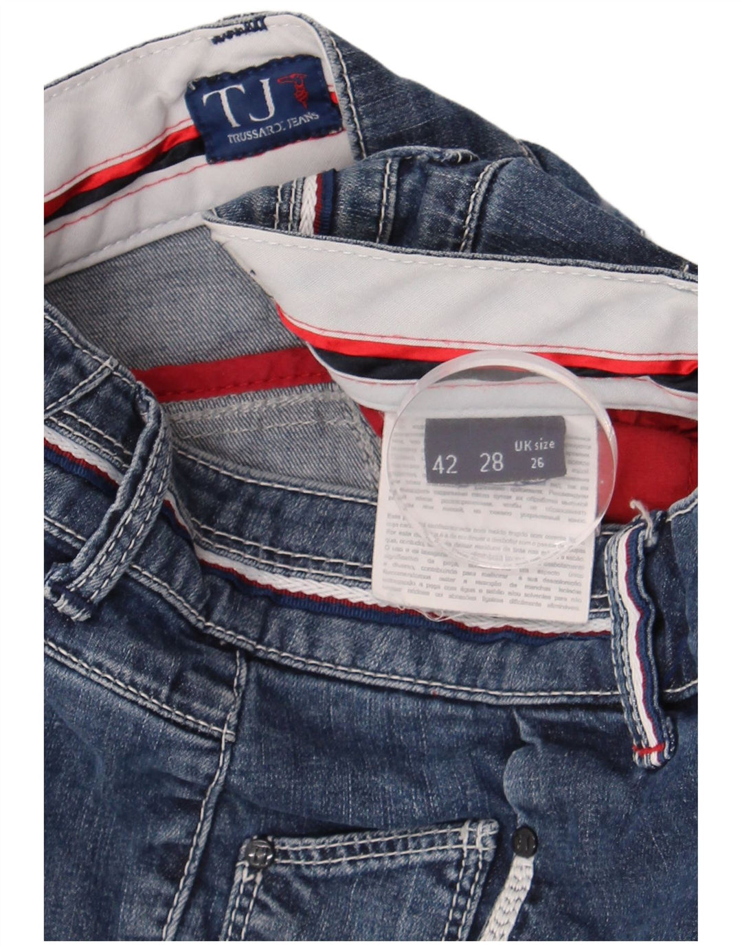 Trussardi Capri Jeans Feminino W26 L20 Azul Algodão