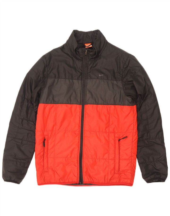 Jaqueta acolchoada masculina Nike UK 36 pequena preta colorblock poliéster