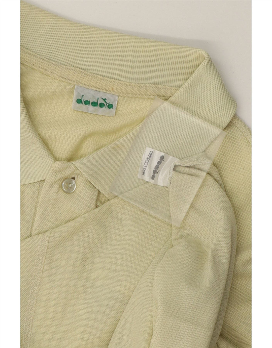 DIADORA Mens Polo Shirt Large Yellow Cotton Vintage Diadora and Second-Hand Diadora from Messina Hembry 