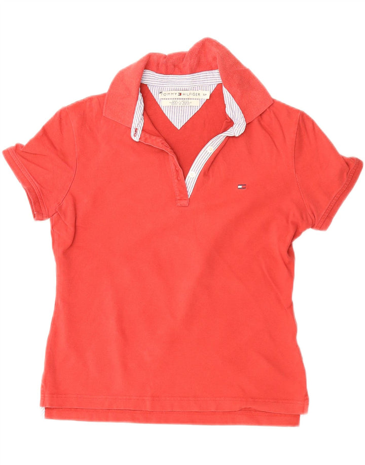 Camisa polo feminina TOMMY HILFIGER Reino Unido 10 pequeno algodão vermelho