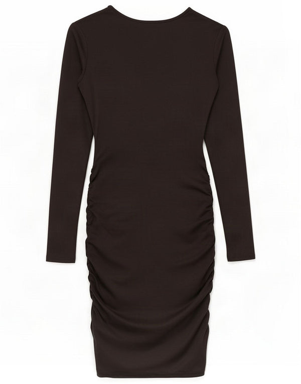 Vintage feminino manga comprida bodycon vestido UK 4 XS preto