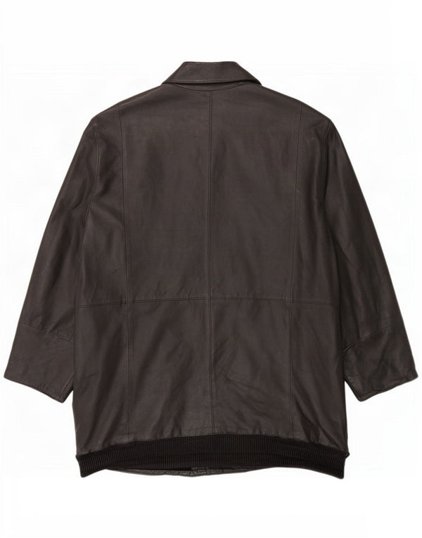 Casaco de couro masculino vintage UK 42 XL preto