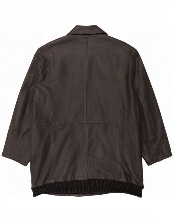 Casaco de couro masculino vintage UK 42 XL preto
