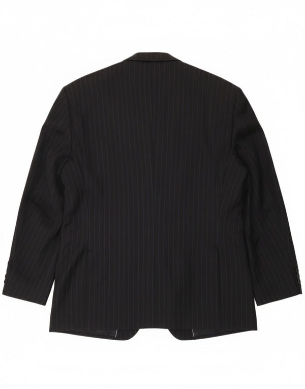 Jaqueta blazer masculina Pierre Cardin com 2 botões Reino Unido 44 2XL risca de giz azul marinho