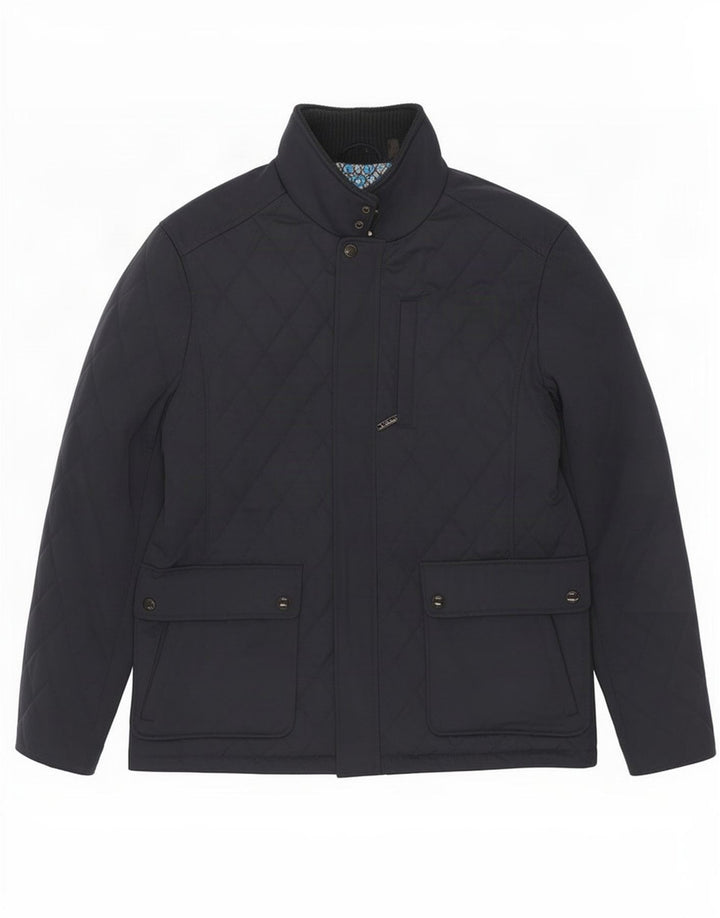 Jaqueta acolchoada masculina Ted Baker tamanho 4 grande poliéster azul marinho