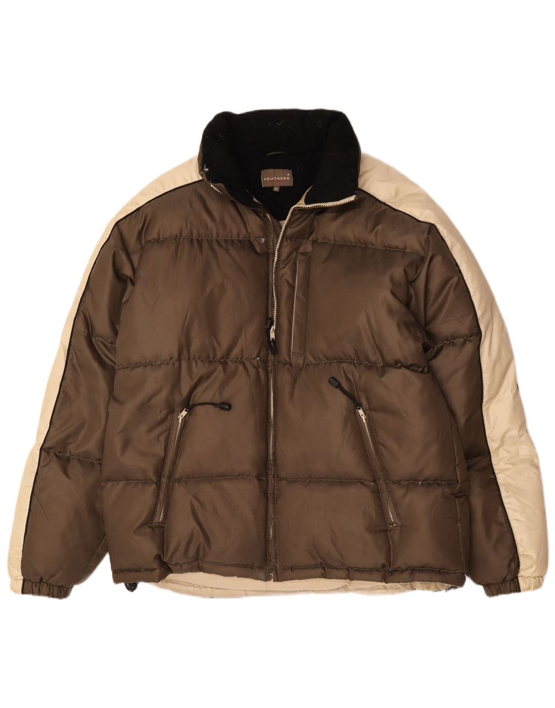 Jaqueta acolchoada masculina do sul UK 42 XL Brown Colourblock poliéster