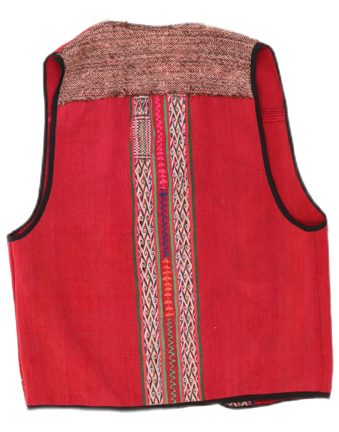 Colete feminino vintage UK 12 médio vermelho geométrico