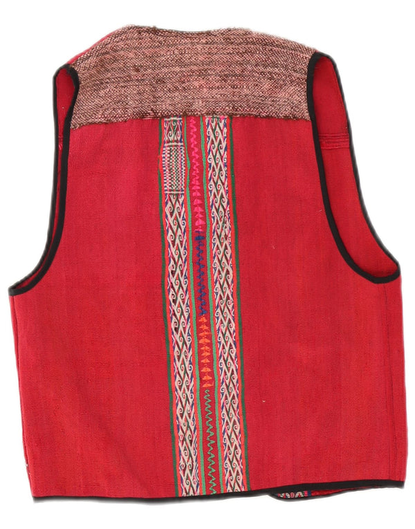 Colete feminino vintage UK 12 médio vermelho geométrico