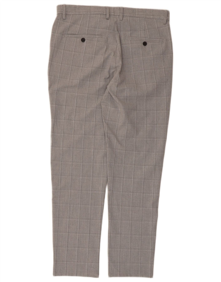 Zara Mens Slim Chino Calças EU 40 Médio W31 L28 Cinza Xadrez