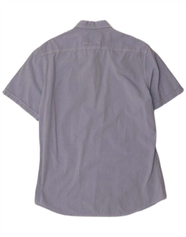 Camel Active Camisa masculina de manga curta grande azul