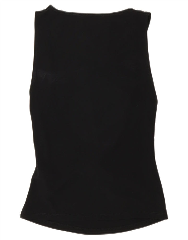 Blusa feminina sem mangas Zara Top UK 12 poliéster preto médio