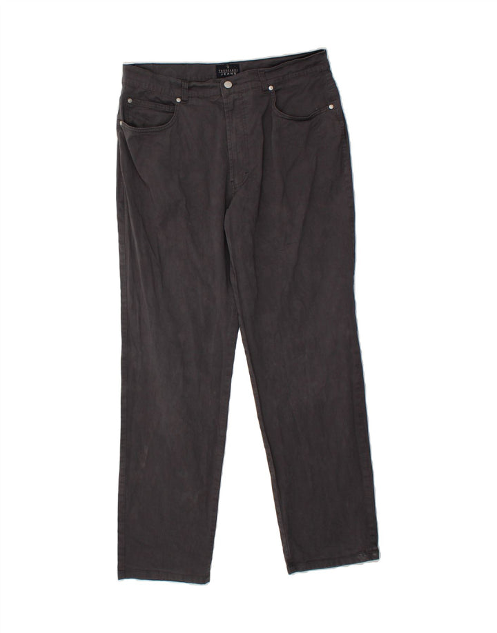 TRUSSARDI Mens Straight Casual Trousers W40 L30 Grey Cotton Vintage Trussardi and Second-Hand Trussardi from Messina Hembry 